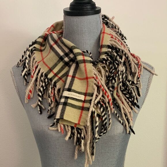 Burberry Checkered Wool Scarf with Fringe - Picture 1 of 7